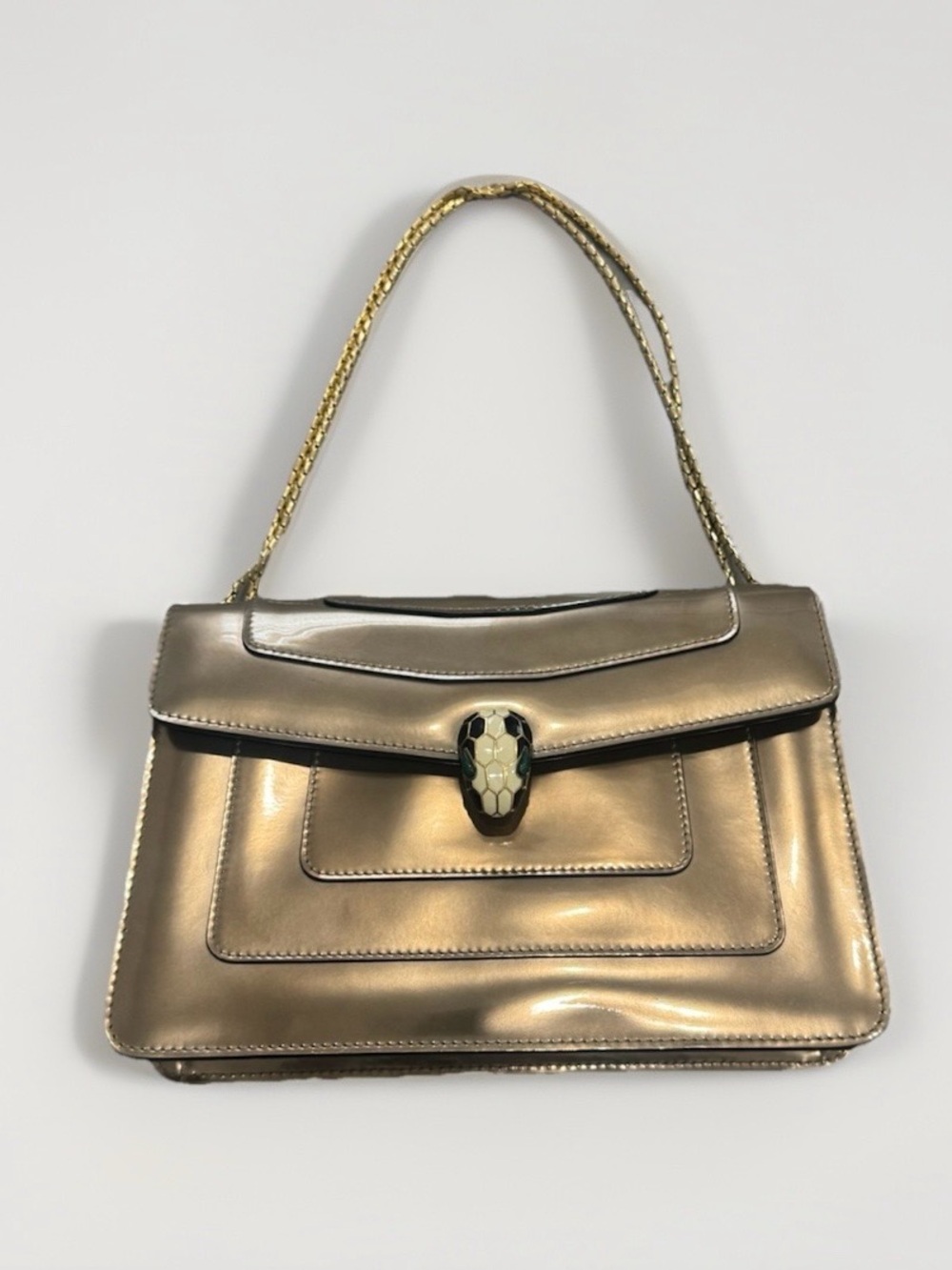 Bvlgari Metallic Gold Shoulder Bag with Serpent Clasp - Picture 3 of 10